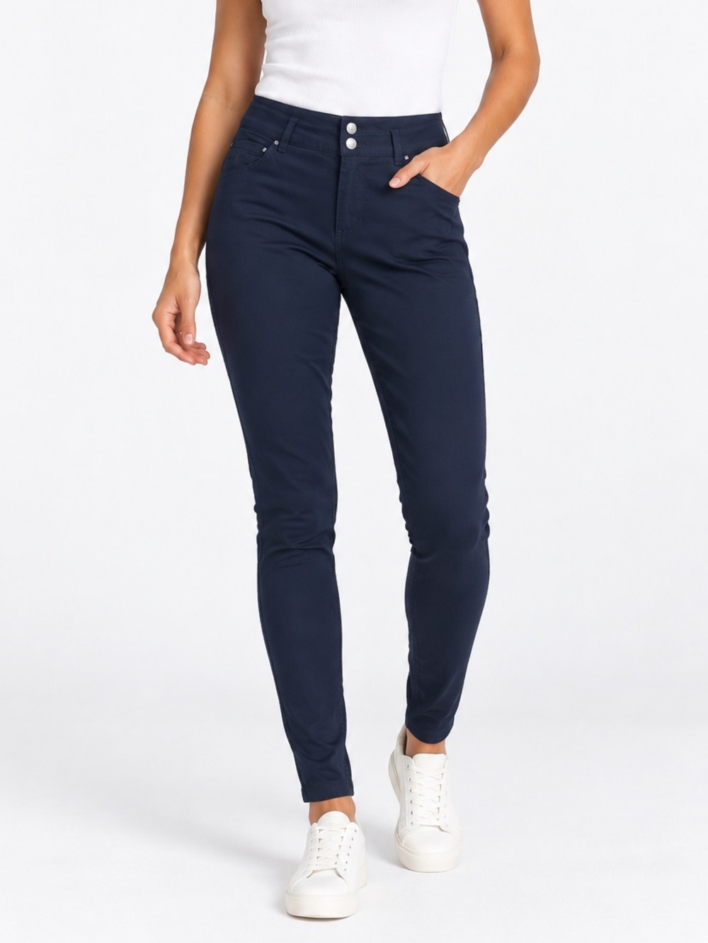 Anatomie The Luisa Skinny Pant Stretch Ankle Length Lightweight Navy Blue Small